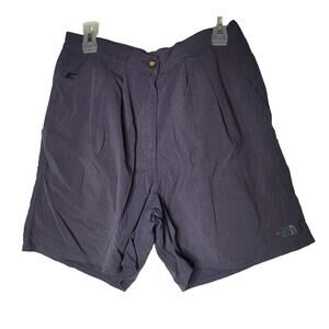North face shorts womens large charcoal gray bermuda pleat front pockets walking